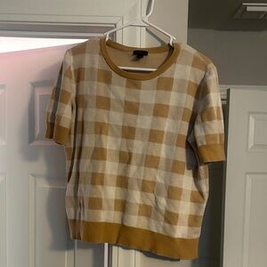 Ann Taylor Women's Plaid Sweater - Mustard and Cream